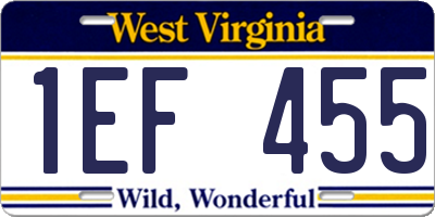 WV license plate 1EF455