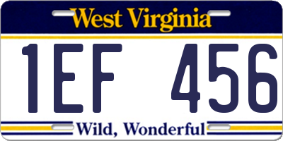 WV license plate 1EF456