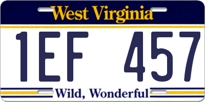 WV license plate 1EF457