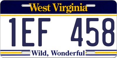 WV license plate 1EF458