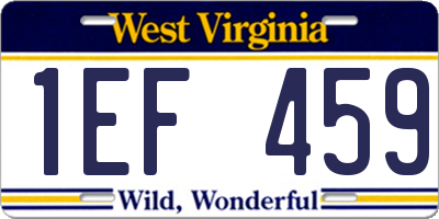 WV license plate 1EF459