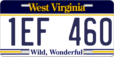WV license plate 1EF460