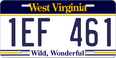 WV license plate 1EF461