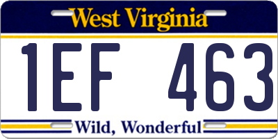 WV license plate 1EF463