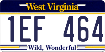WV license plate 1EF464