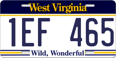 WV license plate 1EF465