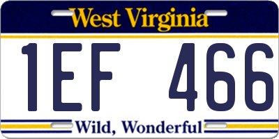 WV license plate 1EF466