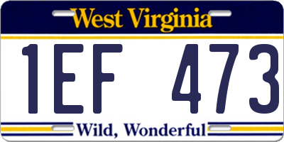 WV license plate 1EF473