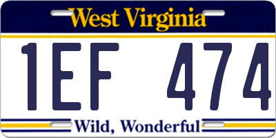 WV license plate 1EF474
