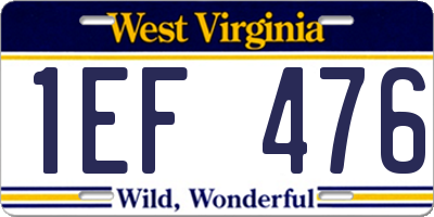 WV license plate 1EF476