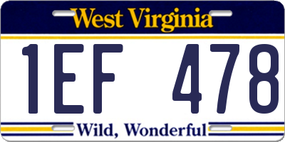 WV license plate 1EF478
