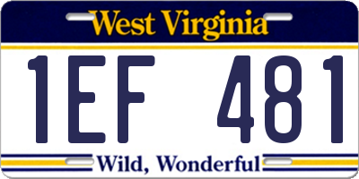 WV license plate 1EF481