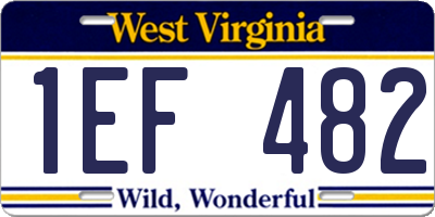 WV license plate 1EF482