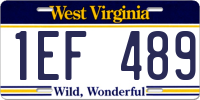 WV license plate 1EF489