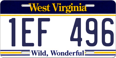 WV license plate 1EF496