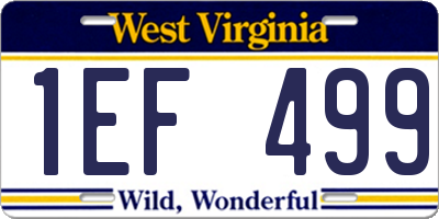 WV license plate 1EF499