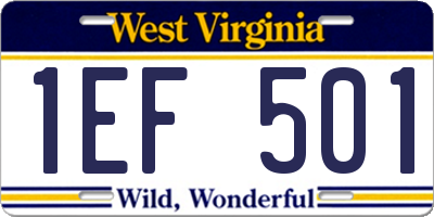 WV license plate 1EF501