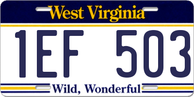 WV license plate 1EF503