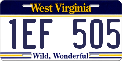 WV license plate 1EF505