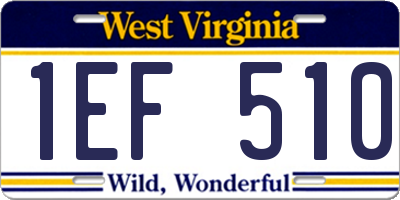 WV license plate 1EF510