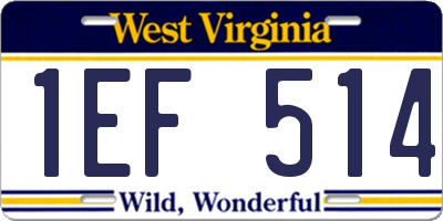 WV license plate 1EF514