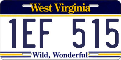 WV license plate 1EF515