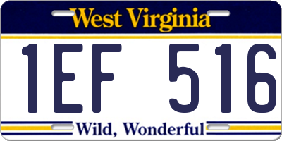 WV license plate 1EF516