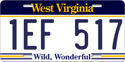 WV license plate 1EF517