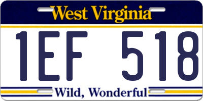 WV license plate 1EF518