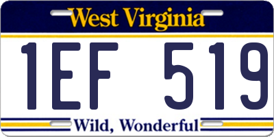 WV license plate 1EF519