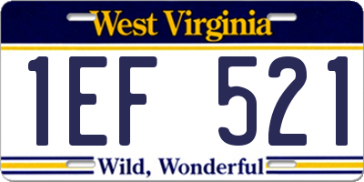 WV license plate 1EF521