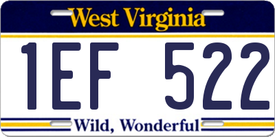 WV license plate 1EF522