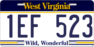 WV license plate 1EF523