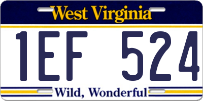 WV license plate 1EF524
