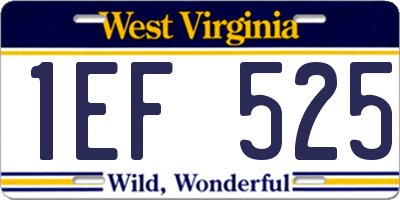 WV license plate 1EF525