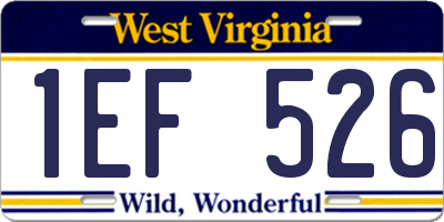 WV license plate 1EF526