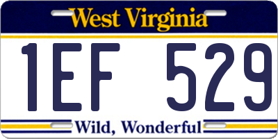 WV license plate 1EF529