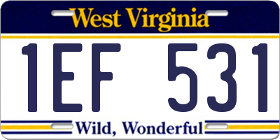 WV license plate 1EF531