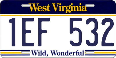 WV license plate 1EF532