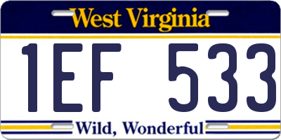 WV license plate 1EF533