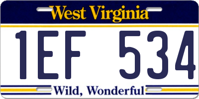 WV license plate 1EF534
