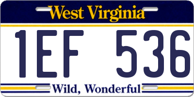 WV license plate 1EF536