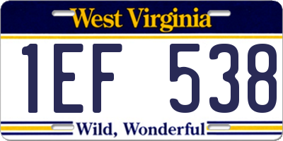 WV license plate 1EF538