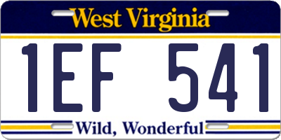 WV license plate 1EF541