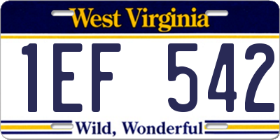 WV license plate 1EF542