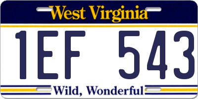 WV license plate 1EF543