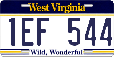 WV license plate 1EF544
