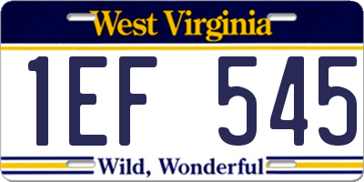 WV license plate 1EF545