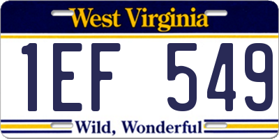 WV license plate 1EF549
