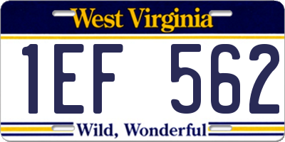 WV license plate 1EF562